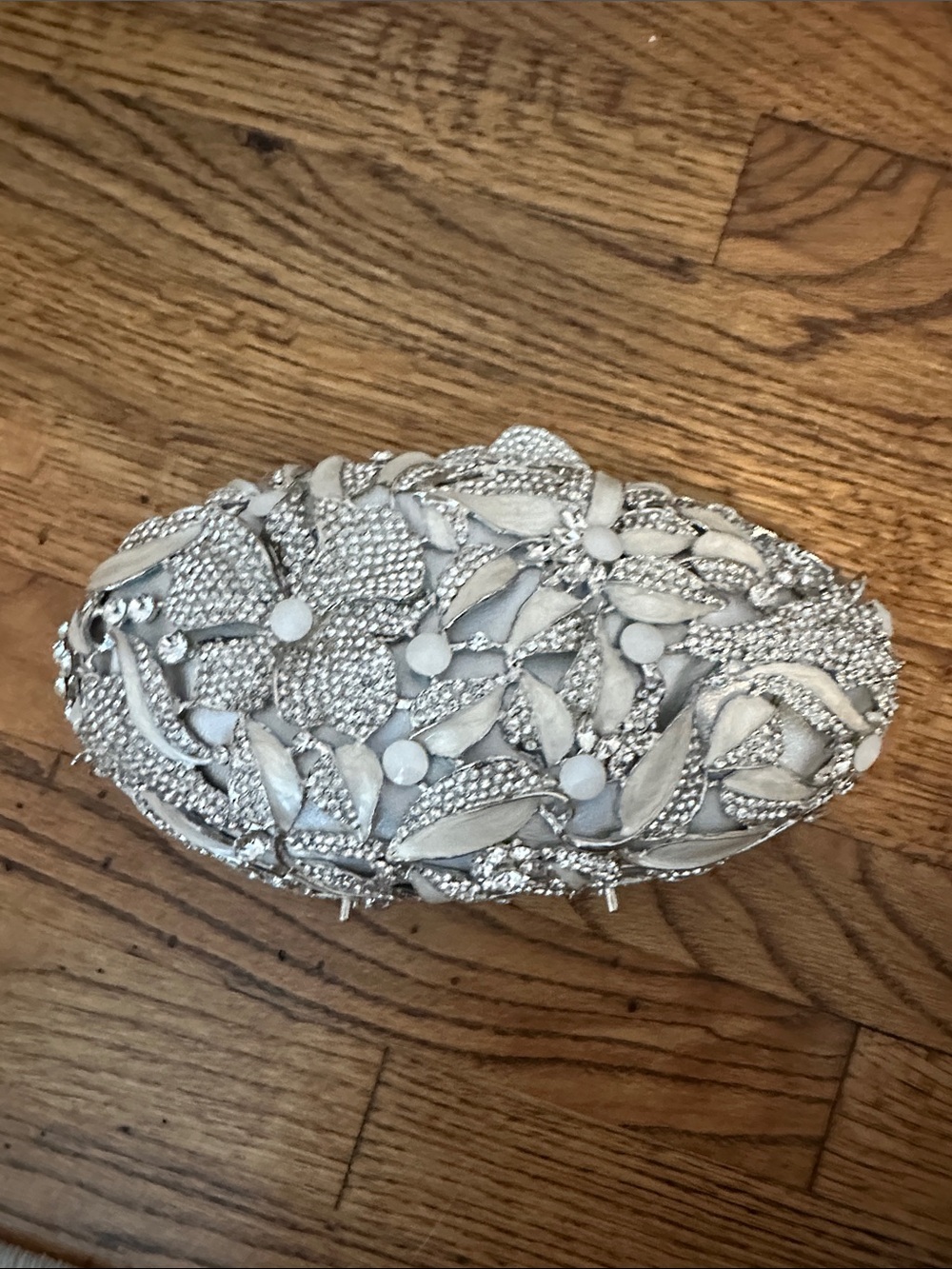 Dune London Silver Floral Beaded Evening Clutch